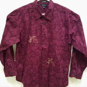 Brandini Mens XL Paisley Embroidered Shirt